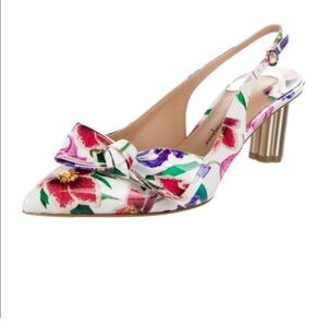 Salvatore Ferragamo Aulla55 Slingback Pumps Floral US 9 B Stampa White $675